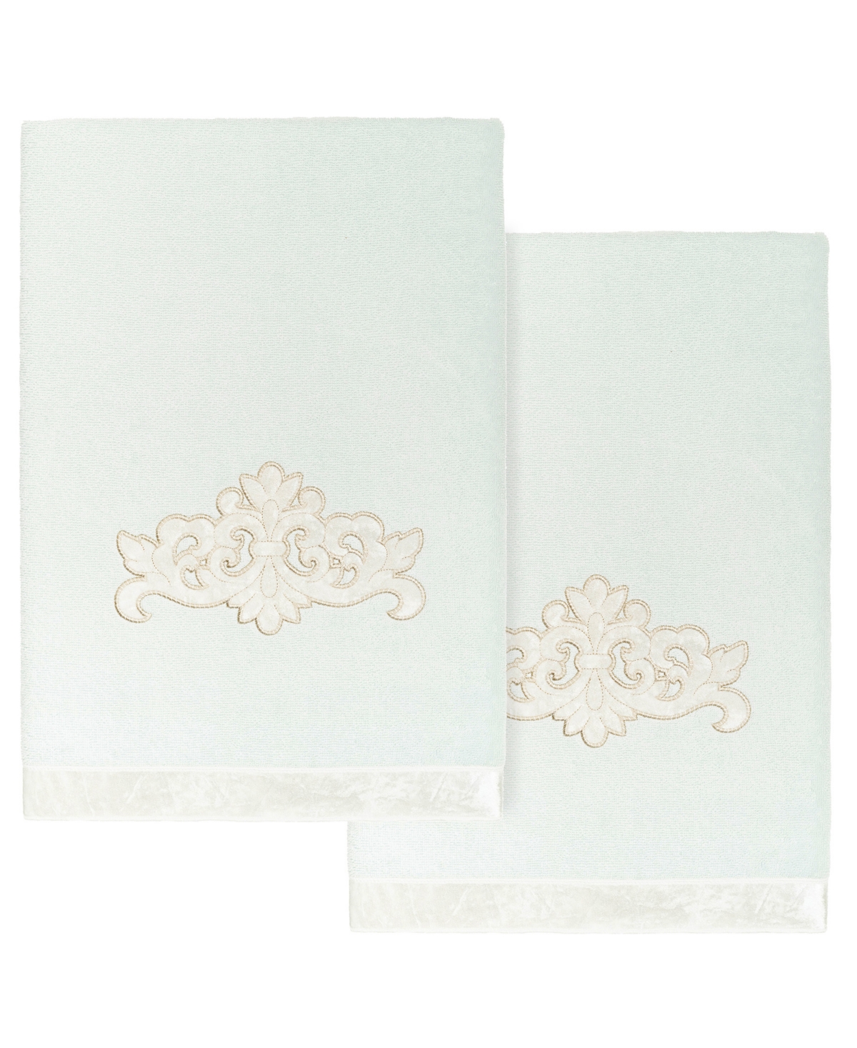 Linum Home Textiles Turkish Cotton May Embellished Bath Towel Set, 2 Piece In Aqua