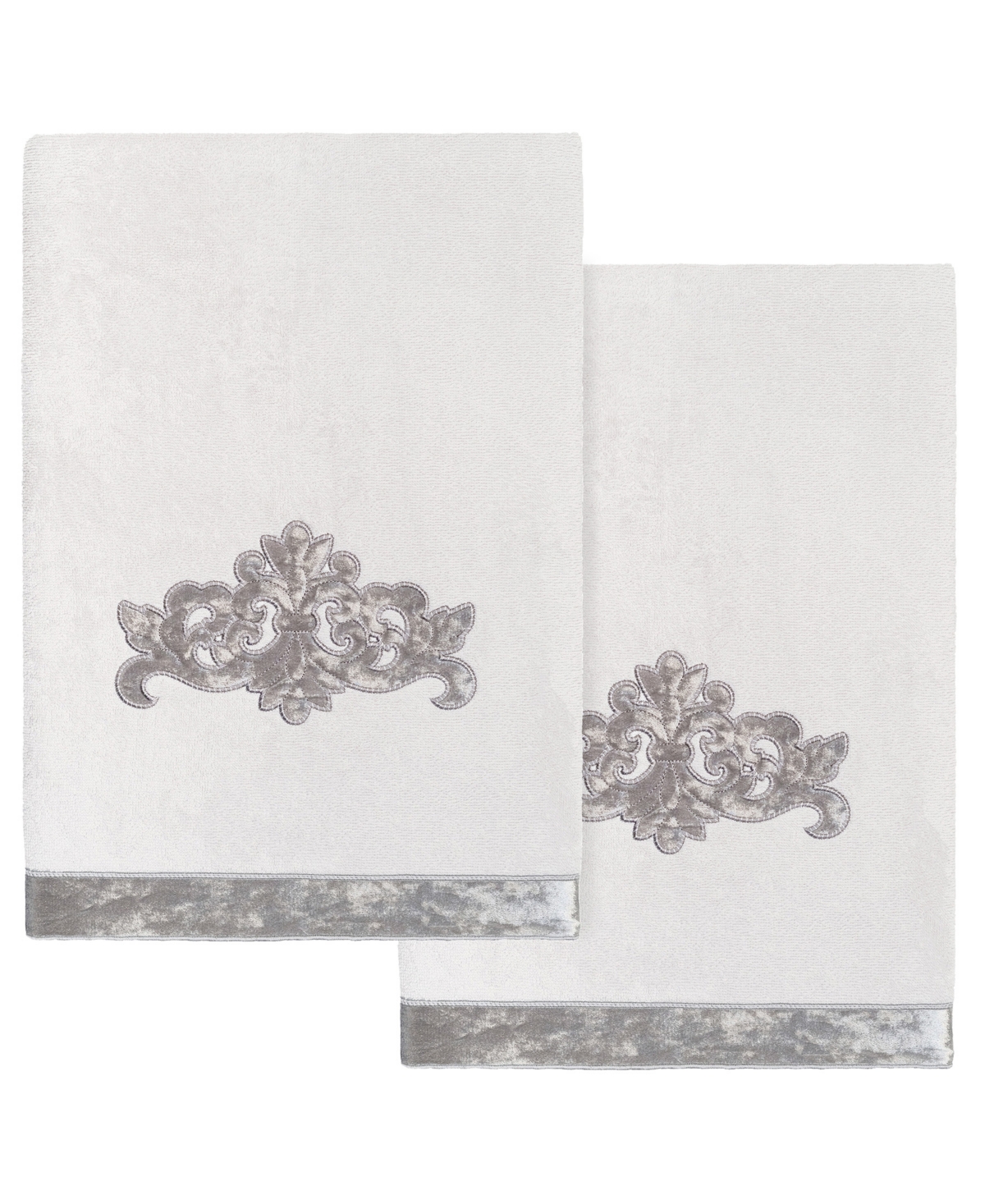 Linum Home Turkish Cotton May Embellished 2-pc. Bath Towel Set In Silver