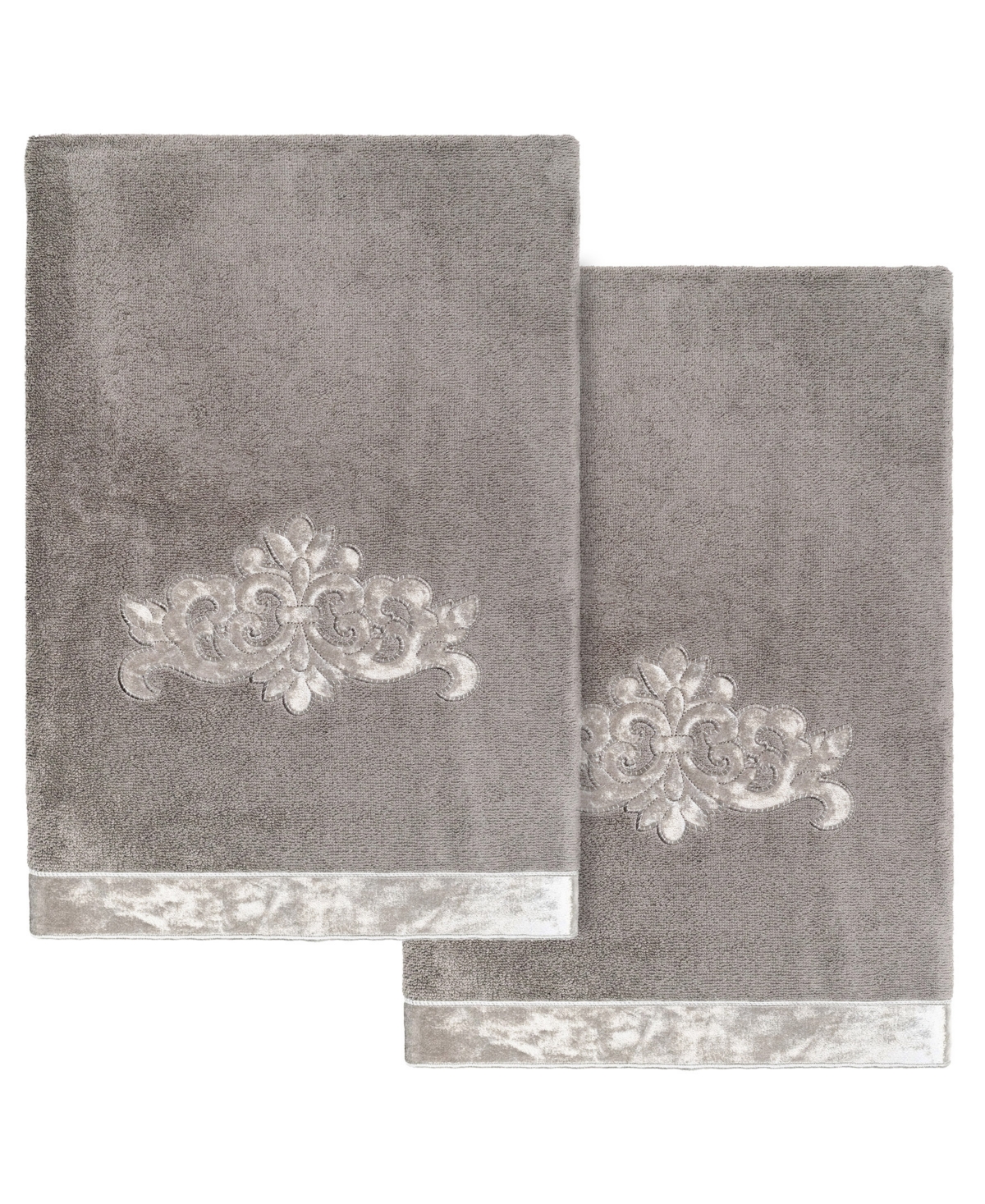 Linum Home Turkish Cotton May Embellished 2-pc. Bath Towel Set In Charcoal
