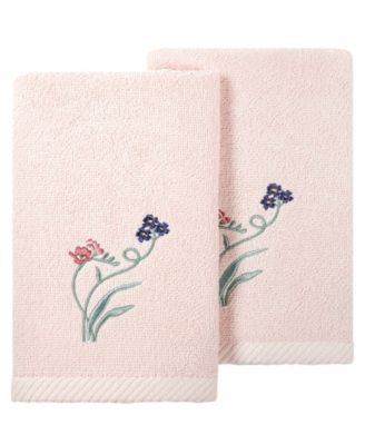 Turkish Cotton Stella Embellished 2-Pc. Fingertip Towel Set