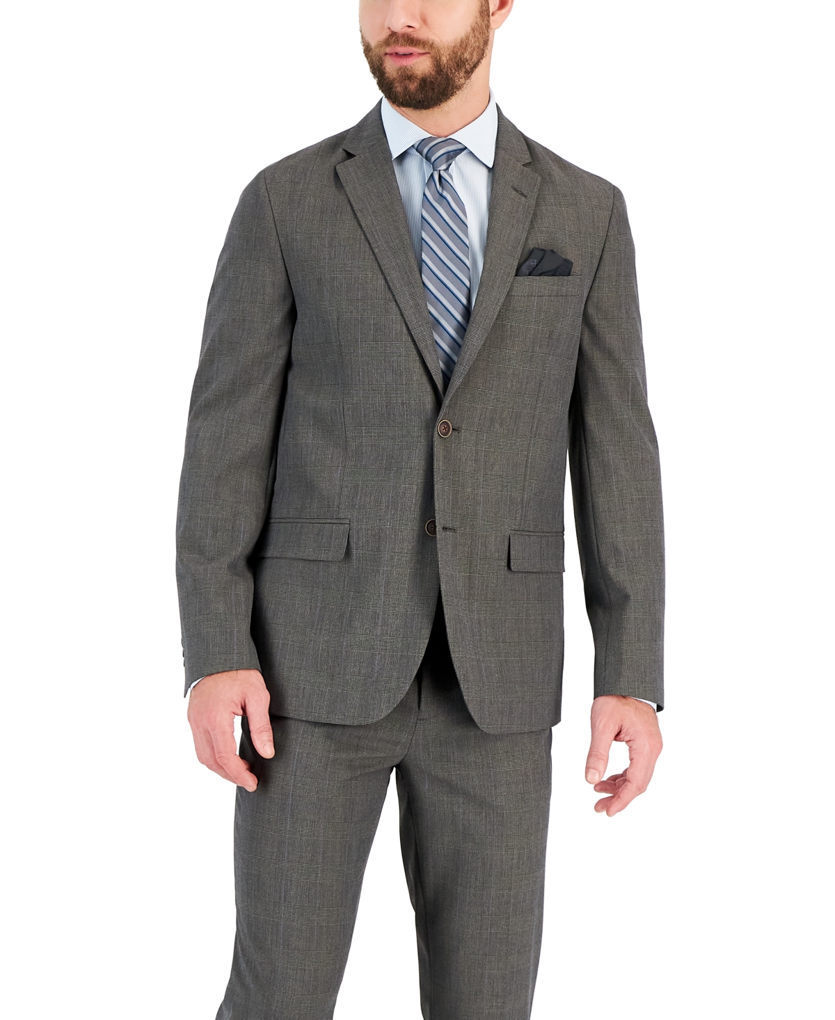Shop Vince Camuto Men's Slim-fit Spandex Super-stretch Suit Jacket In Black With Blue Window
