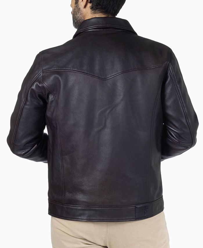 Frye Men's Classic Leather Snap-Front Trucker Jacket - Macy's