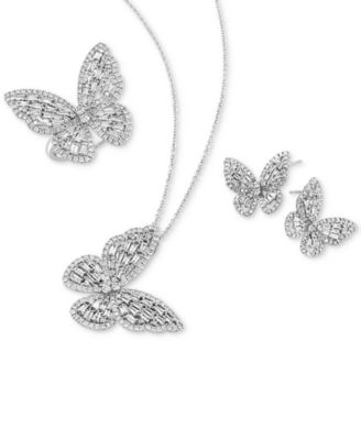 Effy Collection Effy Diamond Butterfly Earrings Ring Necklace Collection In 14k White Gold