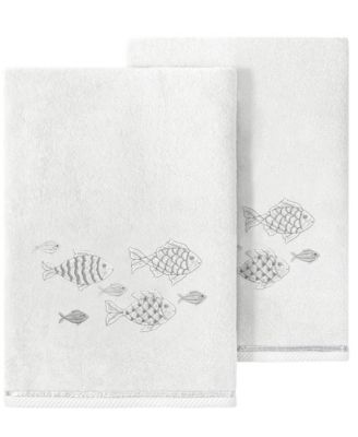 Turkish Cotton Figi Embellished 2-Pc. Bath Towel Set