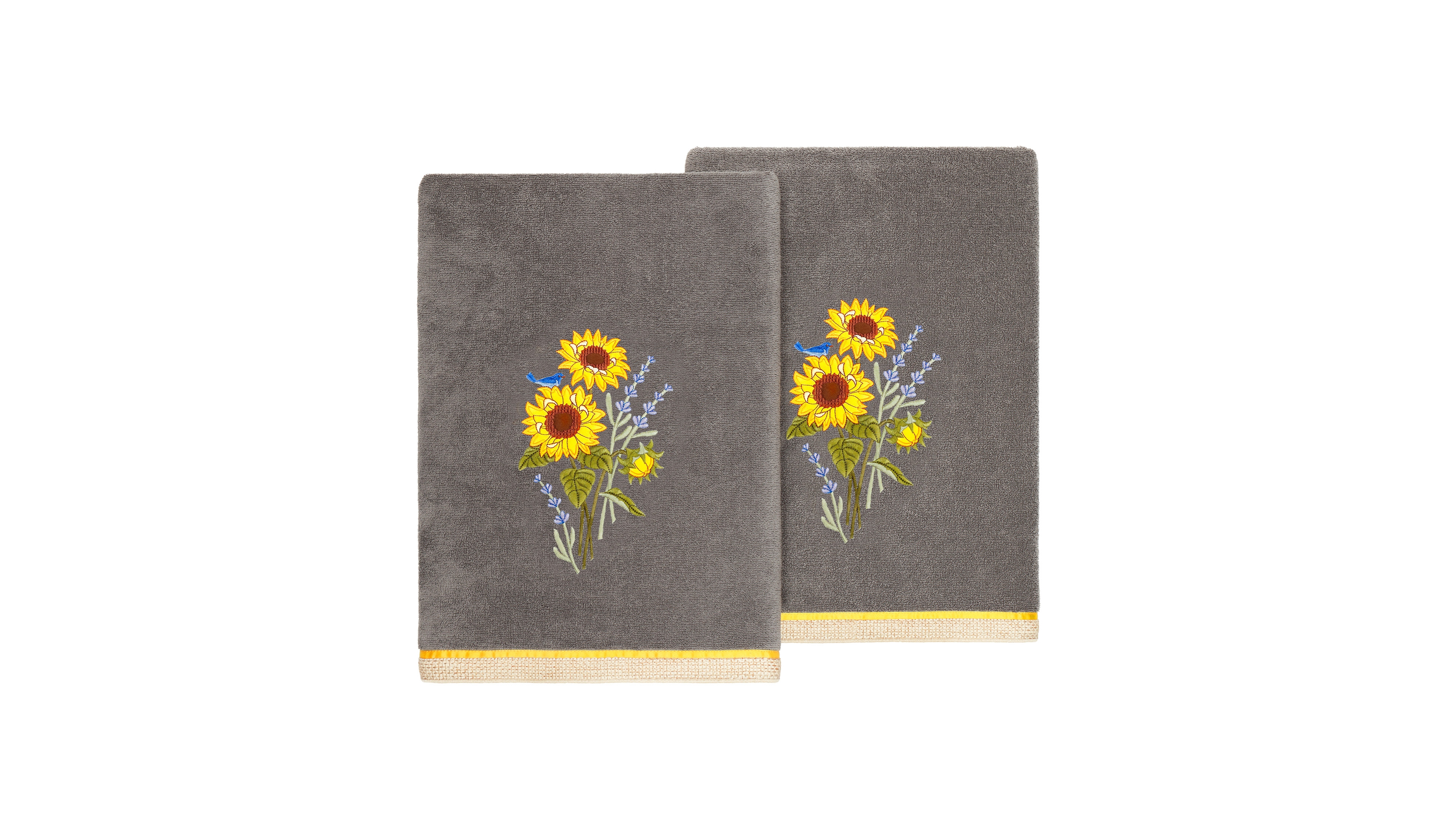 Linum Home Turkish Cotton Girasol Embellished 2-Pc. Bath Towel Set
