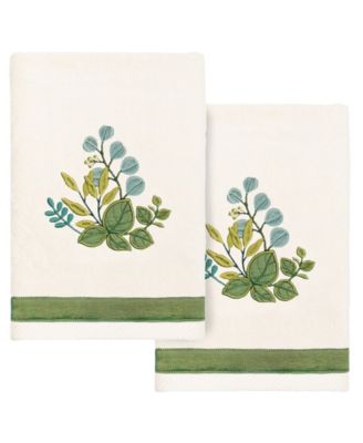 Turkish Cotton Botanica Embellished 2-Pc. Hand Towel Set