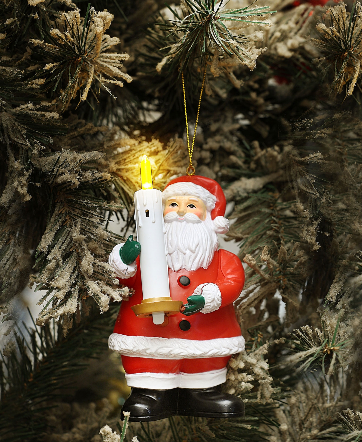 Mr. Christmas Goodnight Lights Santa Ornament In Red