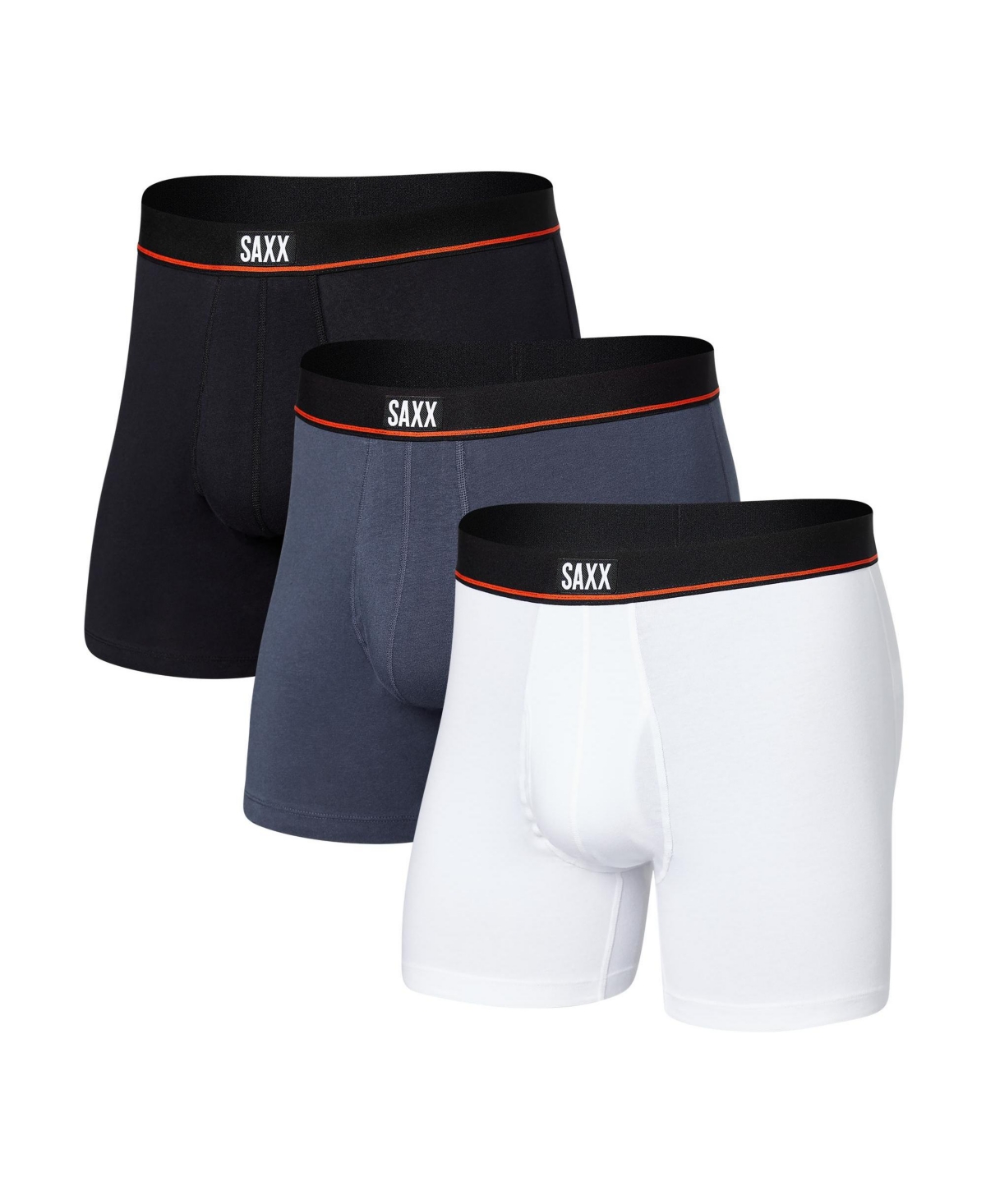 Men's Non-Stop Stretch Boxer Fly Brief, Pack of 3 - Black, Deep Navy, White