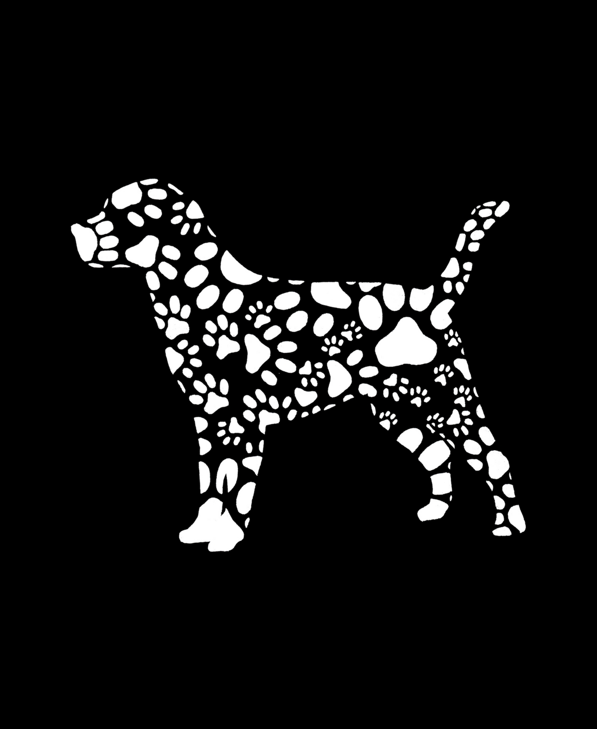 La Pop Art Women's Dog Paw Prints Word Art Long Sleeve T-shirt