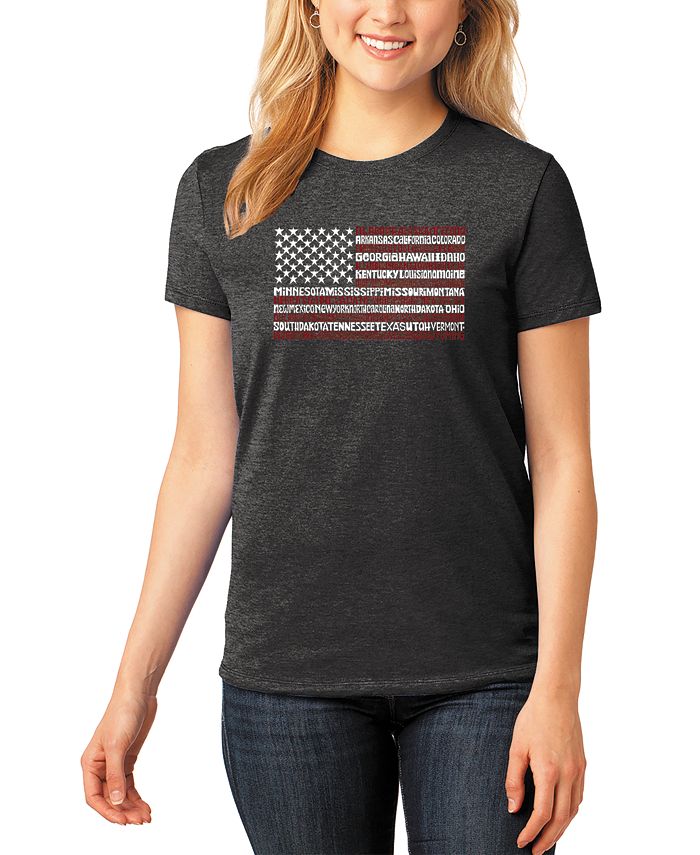 LA Pop Art Women's Premium Blend 50 States USA Flag Word Art T-shirt ...