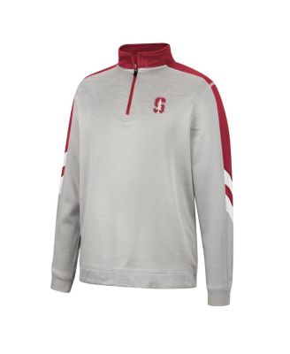 Men's Gray and Cardinal Stanford Cardinal Bushwood Fleece Quarter-Zip Jacket