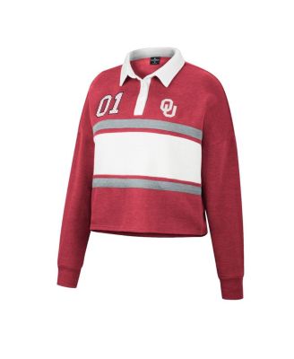 Women's Crimson Oklahoma Sooners I Love My Job Rugby Long Sleeve Shirt