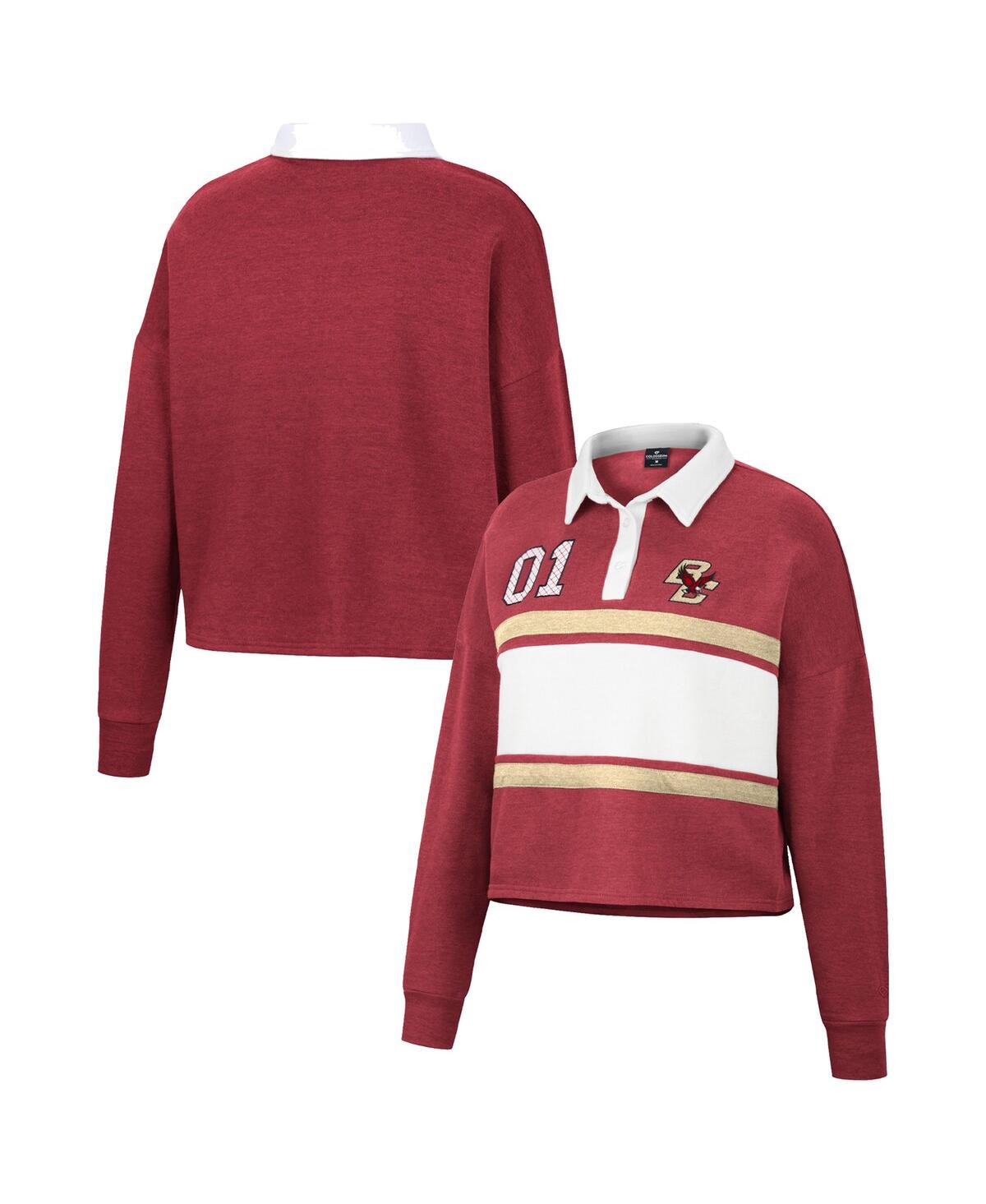Colosseum Women's  Heather Maroon Boston College Eagles I Love My Job Rugby Long Sleeve Shirt