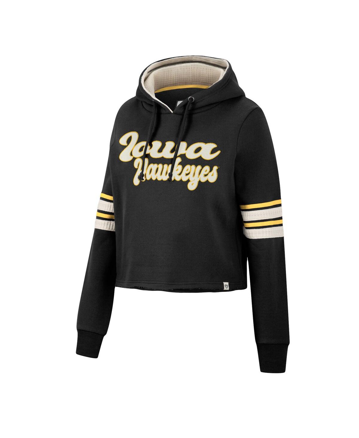 Shop Colosseum Women's  Black Iowa Hawkeyes Retro Cropped Pullover Hoodie