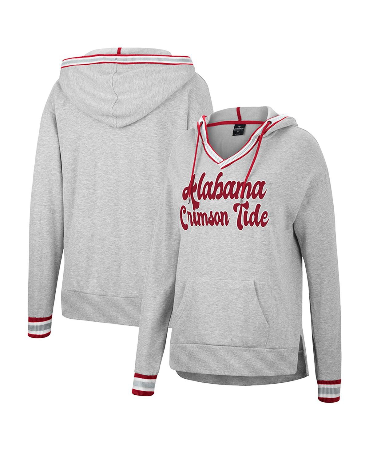 Colosseum Women's  Heathered Gray Alabama Crimson Tide Andy V-neck Pullover Hoodie