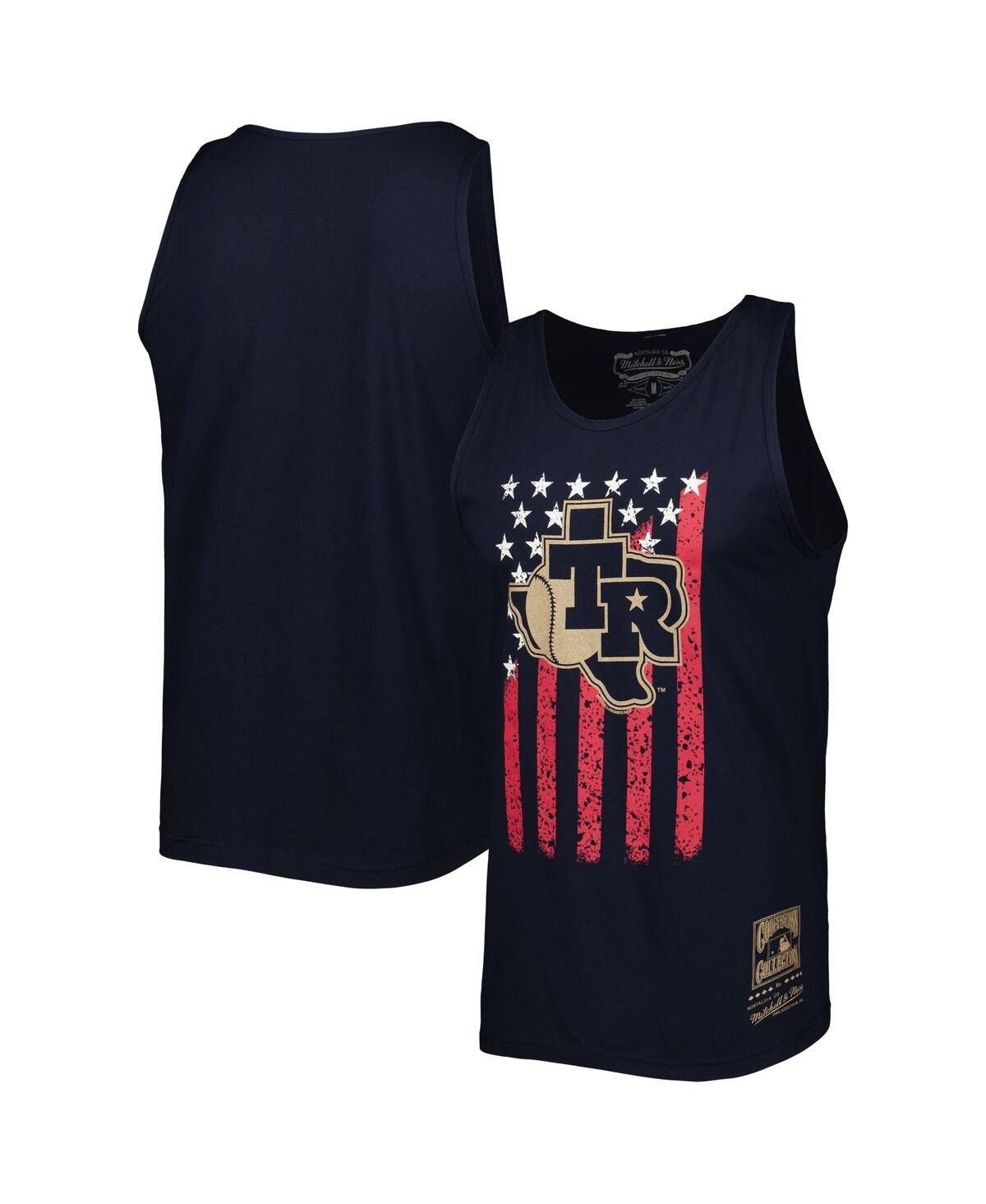 Mitchell & Ness Men's  Navy Texas Rangers Cooperstown Collection Stars And Stripes Tank Top In Navy