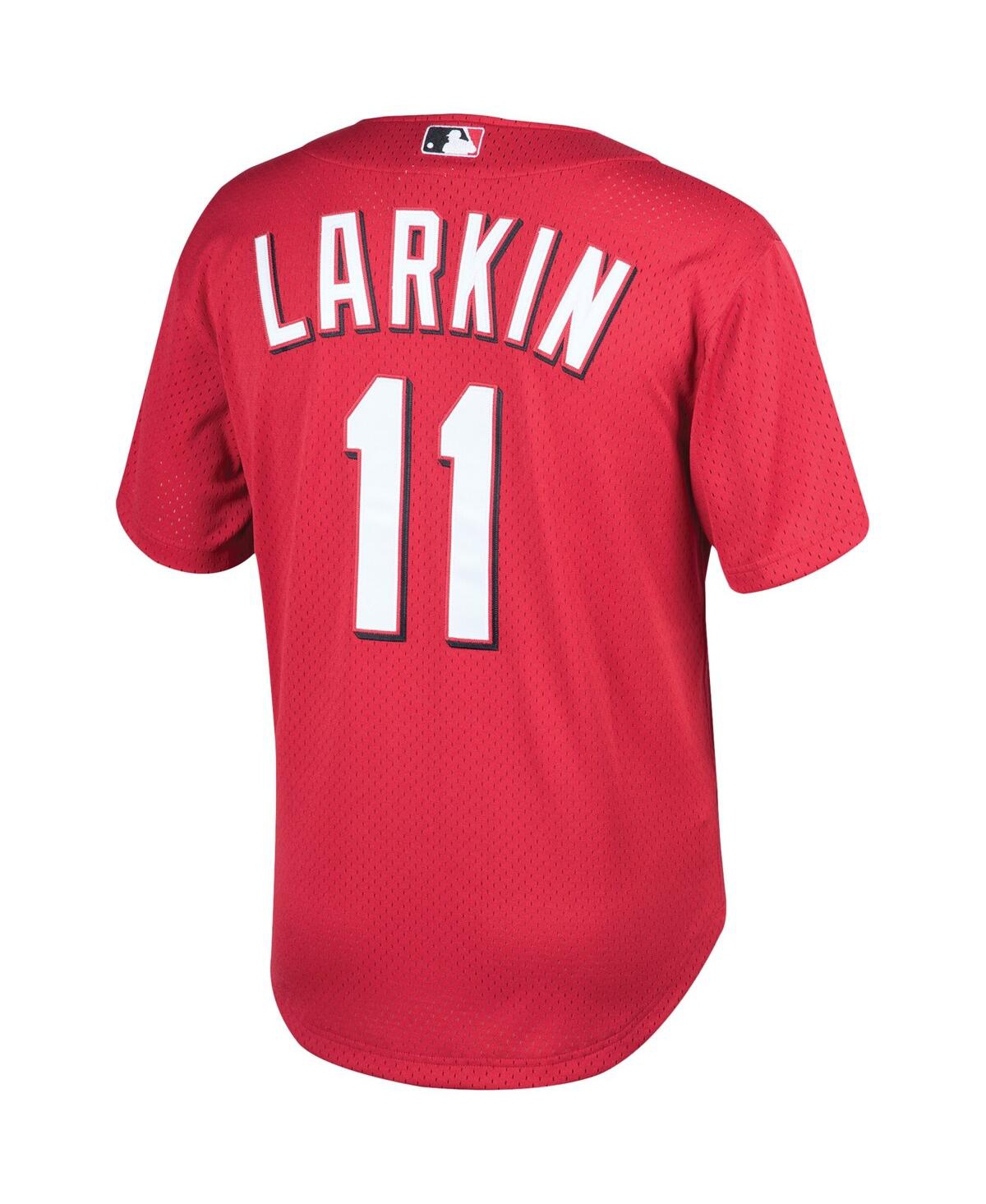 Men's Mitchell & Ness Barry LarkCincinnati Throwback Reds Cooperstown Mesh Batting Practice Jersey - Red