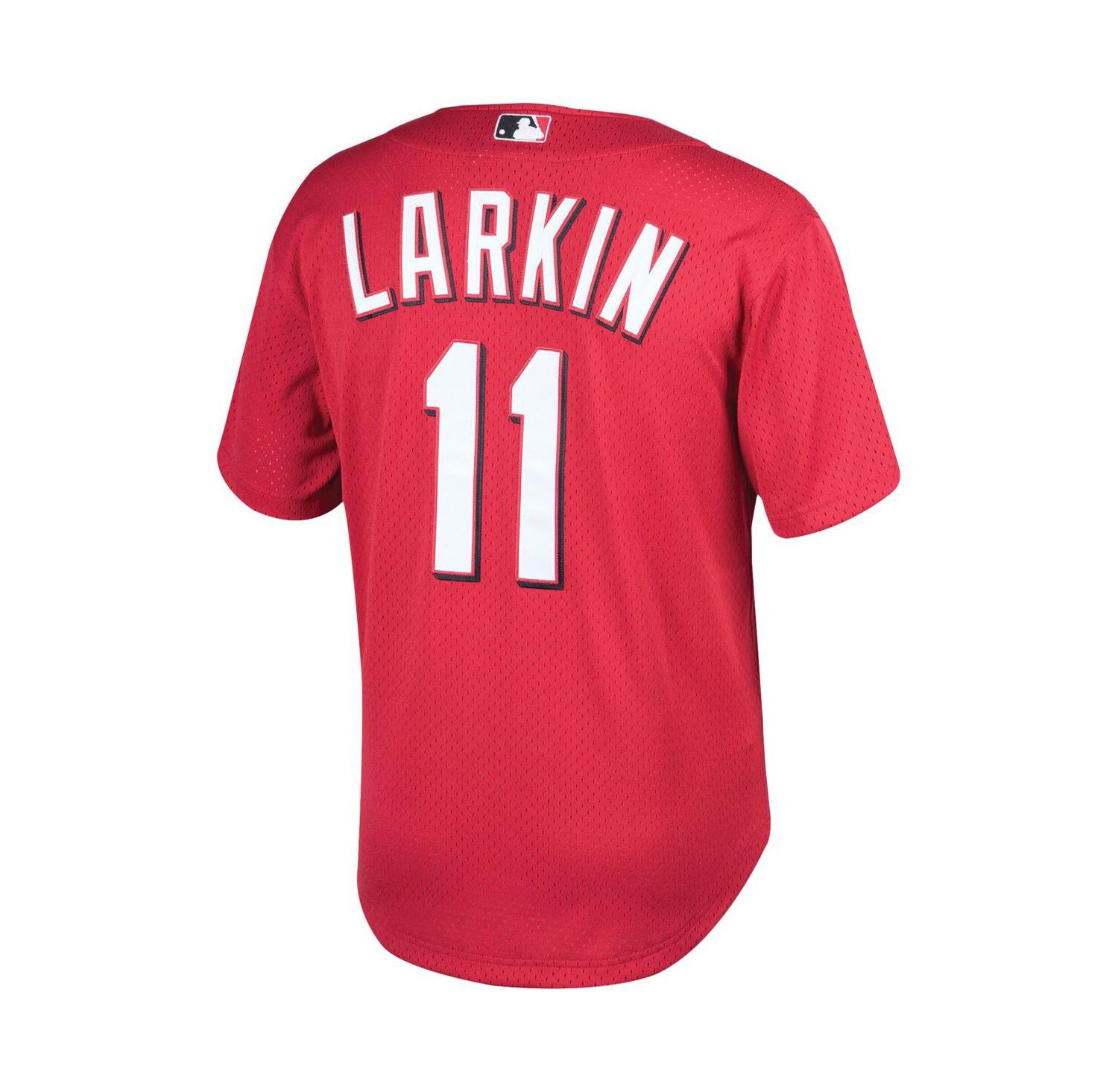 Men's Barry Larkin Red Cincinnati Throwback Reds Cooperstown Mesh Batting Practice Jersey