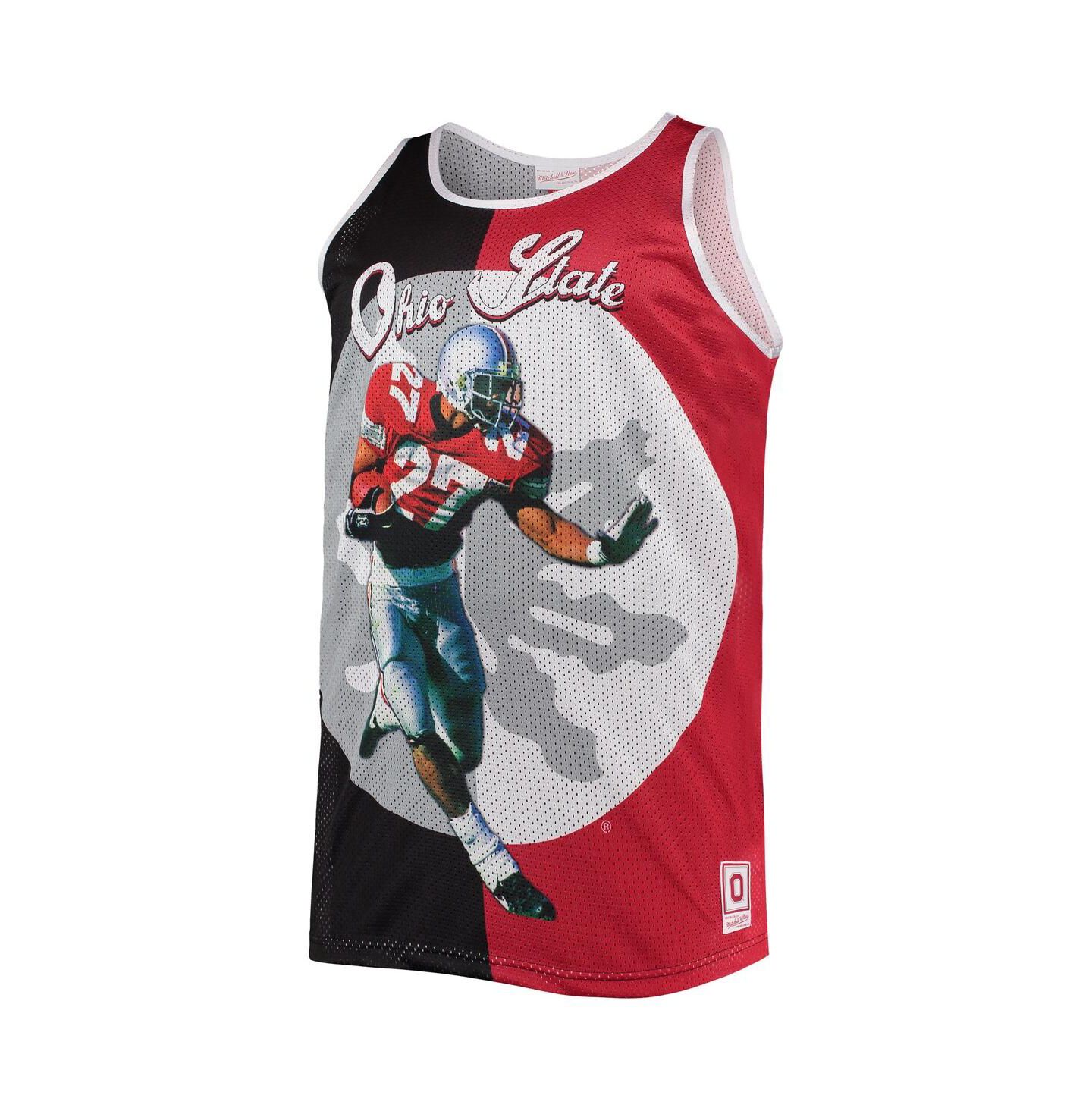Мужской топ Mitchell & Ness Eddie George Black, Scarlet Ohio State Buckeyes Sublimated Player Big and Tall — фото 3