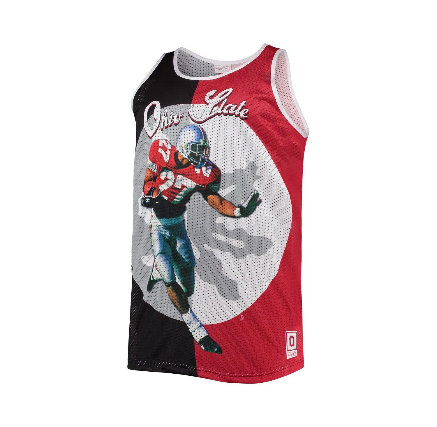 Men's Eddie George Black, Scarlet Ohio State Buckeyes Sublimated Player Big and Tall Tank Top
