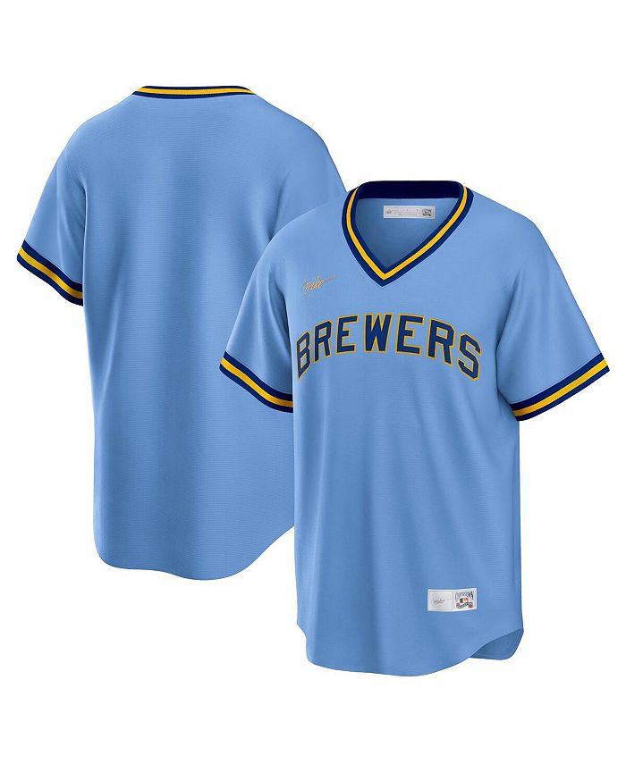 Men's Powder Blue Milwaukee Brewers Road Cooperstown Collection Team Jersey