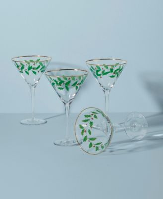 Holiday Decal Martini Glass, Set of 4