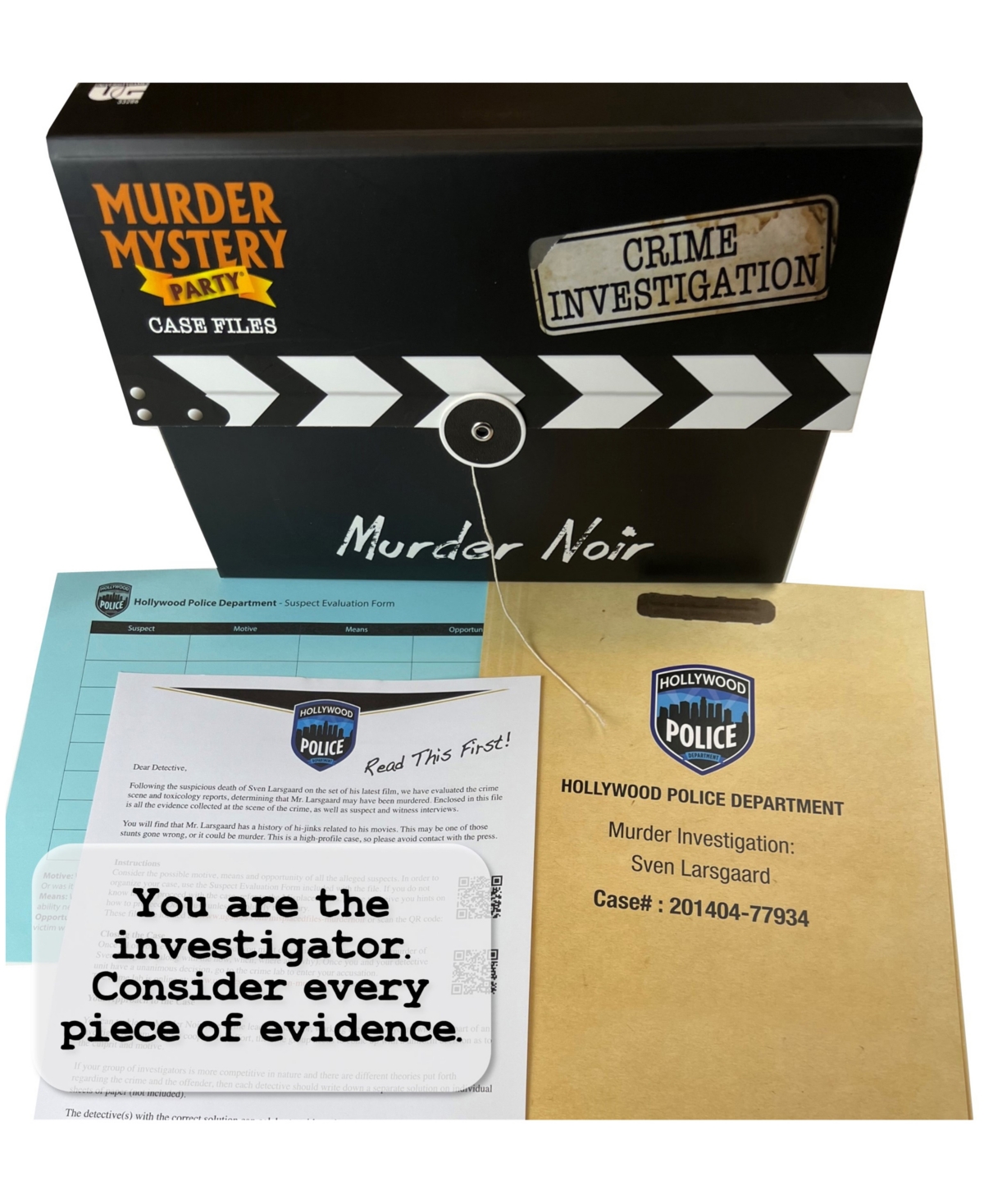University Games Murder Mystery Party Case Files, Murder Noir Set, 53 Piece In Multi Color