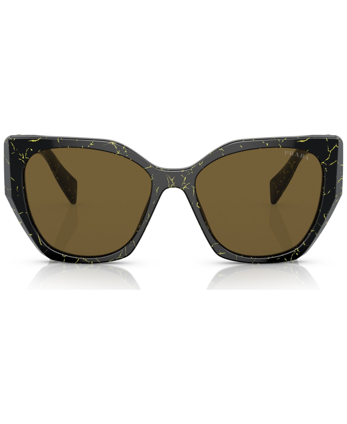 Женские солнцезащитные очки PRADA Symbole Round Sunglasses, PR 19ZS, цвет: Чёрный / Жёлтый — фото 2