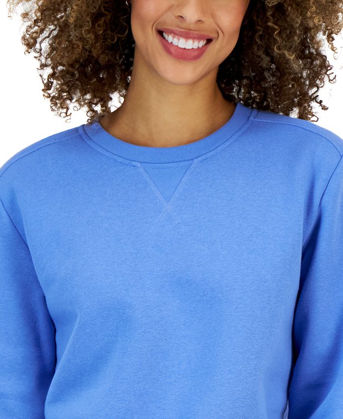 Karen Scott Crew Neck Fleece Sweatshirt, Created for Macy's & Reviews