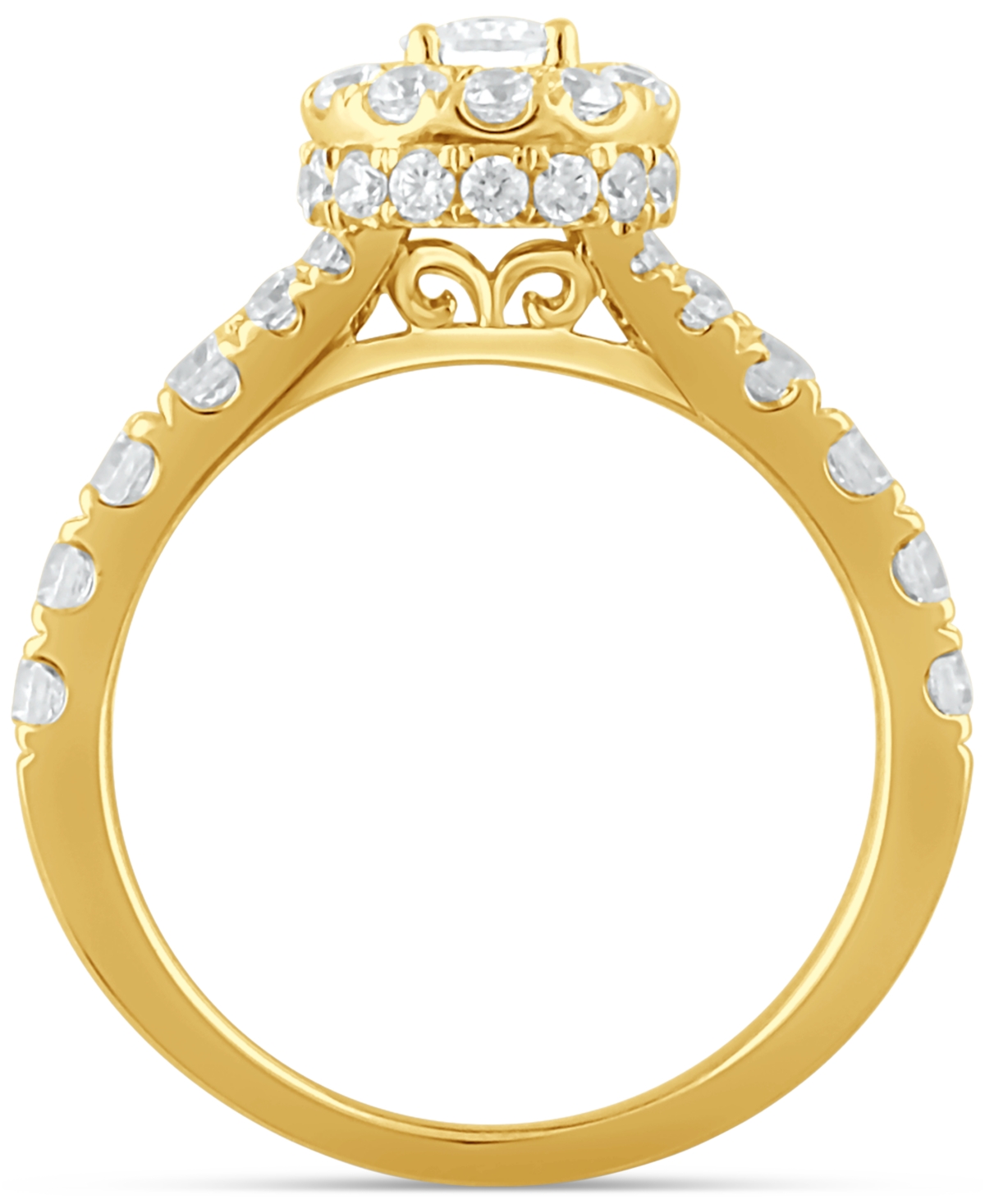 Diamond Halo Emerald Bridal Set (2. ct. t.w.) in 14k White, Yellow or Rose Gold