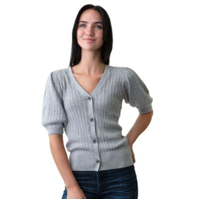 Women's Puff Sleeve Button Front Sweater