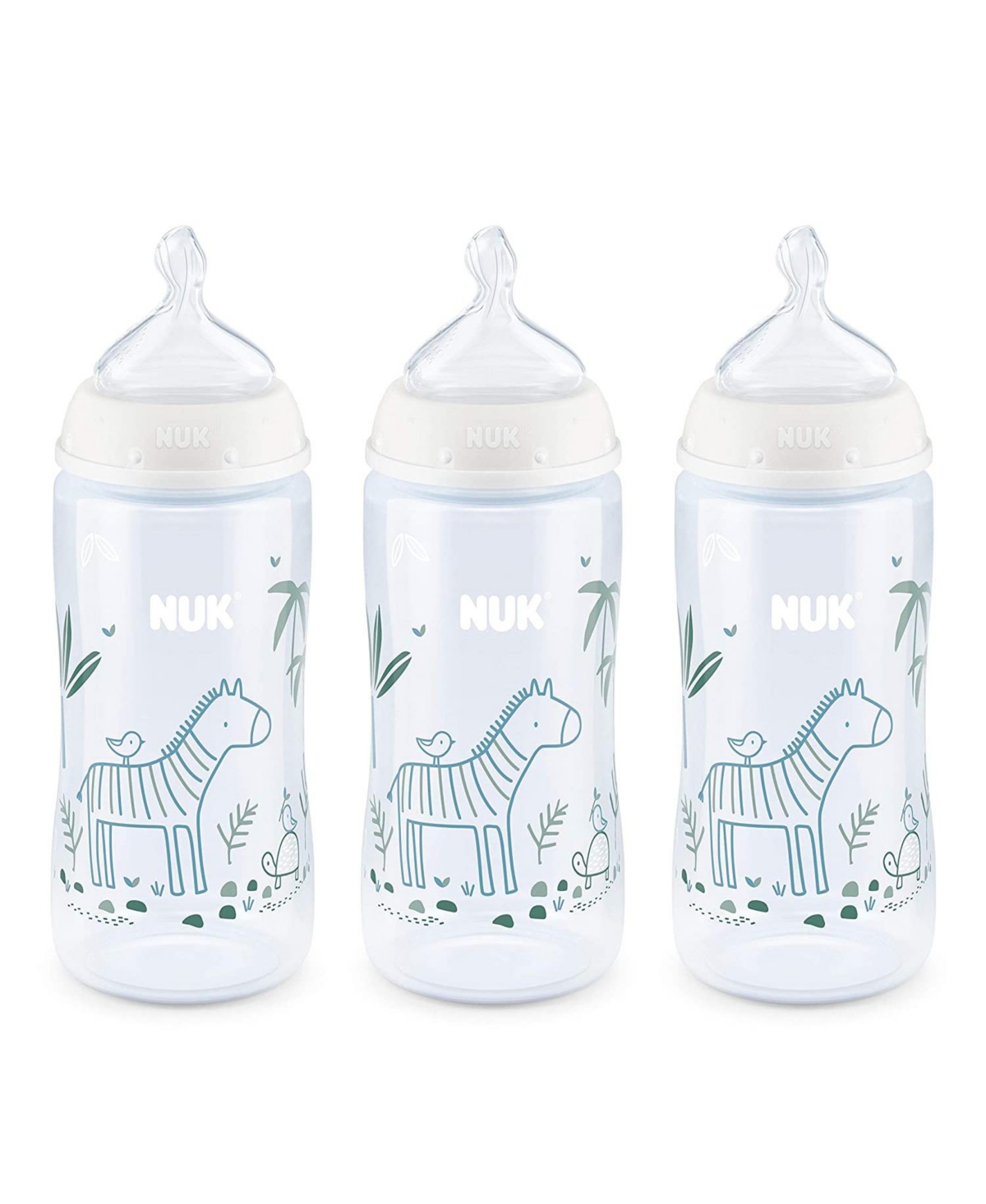 Nuk Smooth Flow Anti Colic Baby Bottle, 10 Oz, 3 Pack, Zebra In White