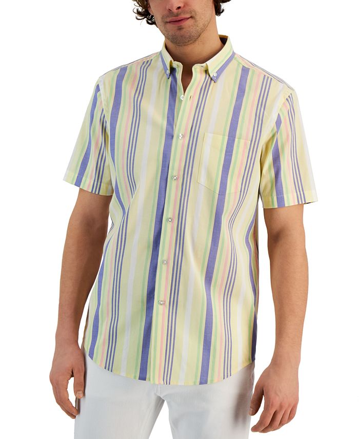 Club Room Men's Wally Classic-Fit Stripe Button-Down Poplin Shirt ...