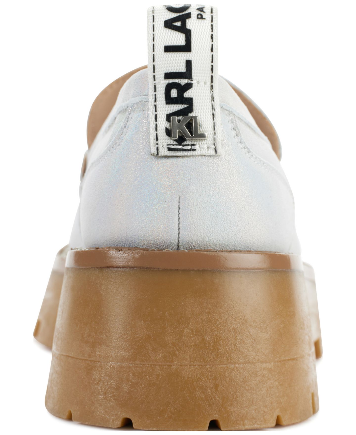 Женские туфли KARL LAGERFELD PARIS Maysun Slip-On Platform Lug Sole Loafer, цвет: Серебряный — фото 4