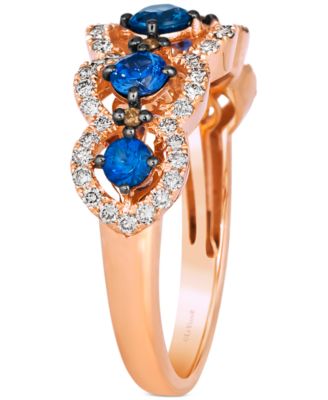 Blueberry Sapphire (3/4 ct. t.w.) & Diamond (7/8 ct. t.w.) Scalloped Ring in 14k Rose Gold