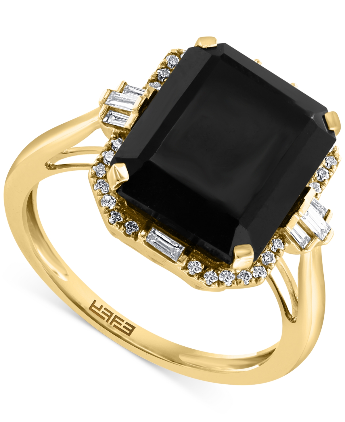 Effy Collection Effy Onyx & Diamond (1/5 Ct. T.w.) Halo Ring In 14k Gold