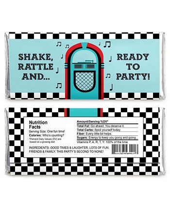 Big Dot of Happiness 50's Sock Hop - Candy Bar Wrapper 1950s Rock N ...