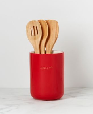 Knock on Wood Apple Crock with Servers 4 Piece Set