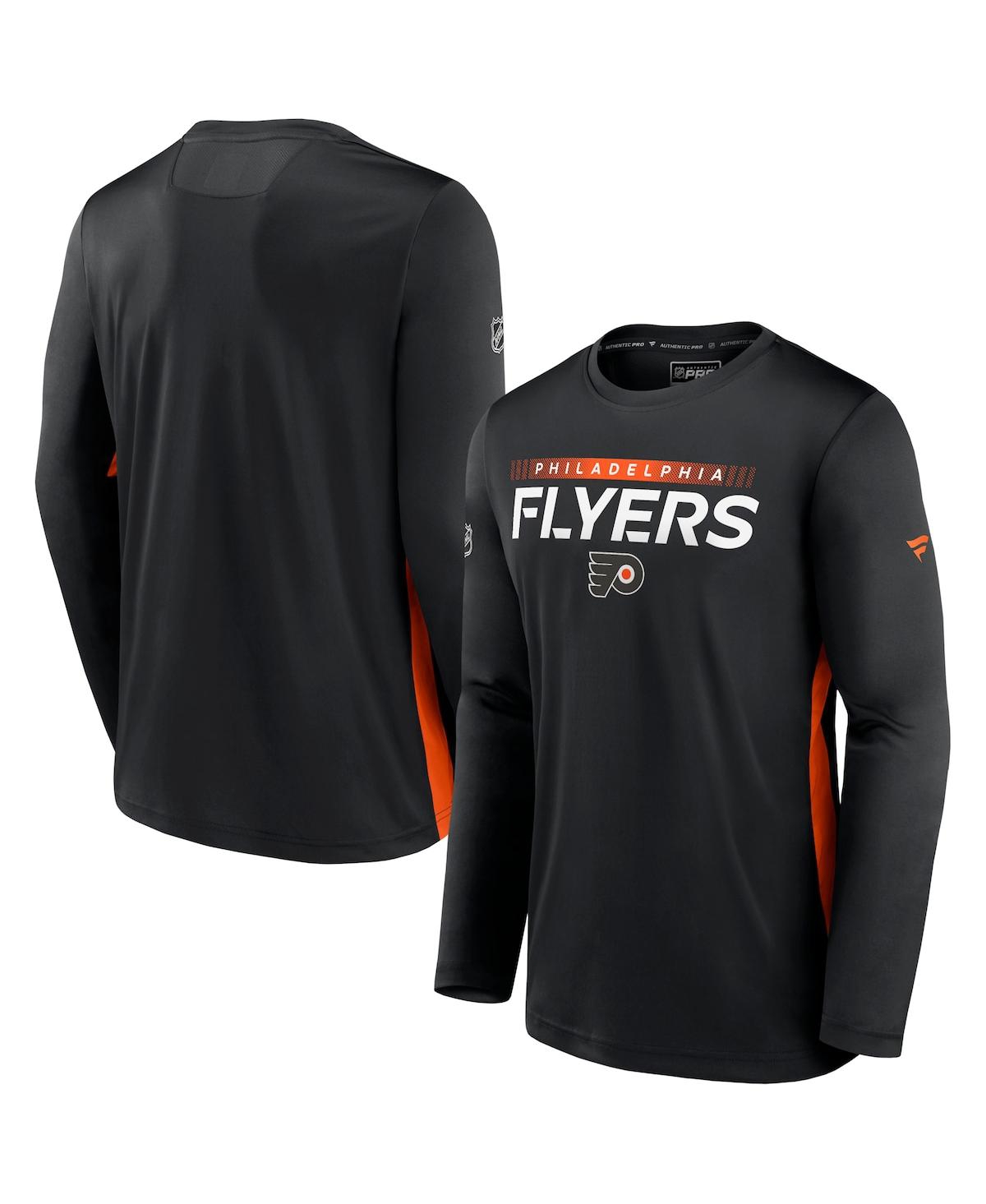 Shop Fanatics Men's  Black Philadelphia Flyers Authentic Pro Rink Performance Long Sleeve T-shirt