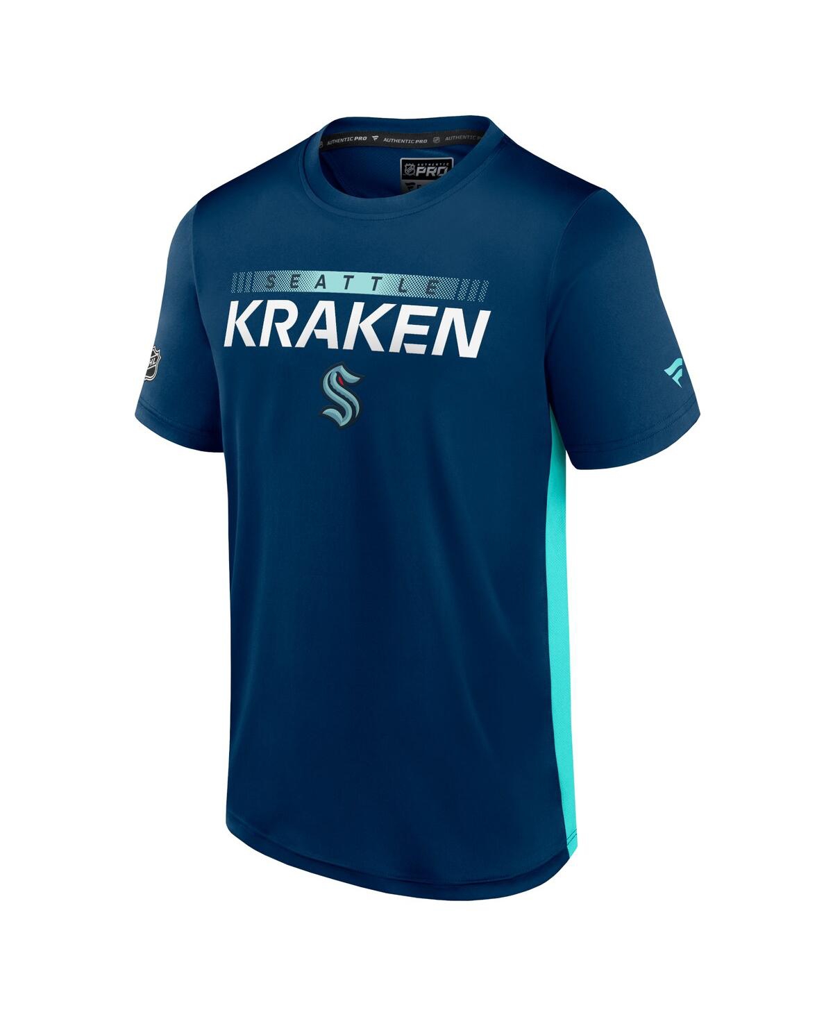 Fanatics Men's  Navy And Blue Seattle Kraken Special Edition 2.0 Authentic Pro Tech T-shirt In Deep Sea Blue,light Blue