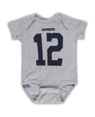 Newborn and Infant Boys and Girls Roger Staubach Heather Gray Dallas Cowboys Retired Player Mainliner Name and Number Bodysuit
