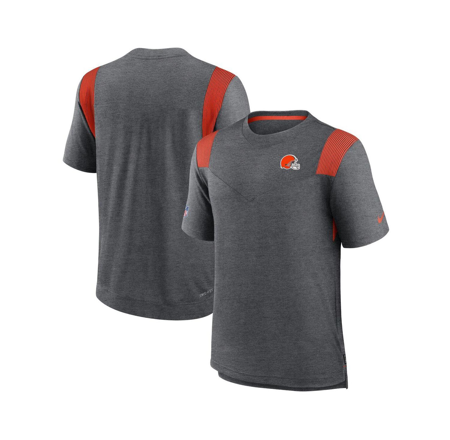 Men's Heather Charcoal Cleveland Browns Sideline Tonal Logo Performance Player T-shirt