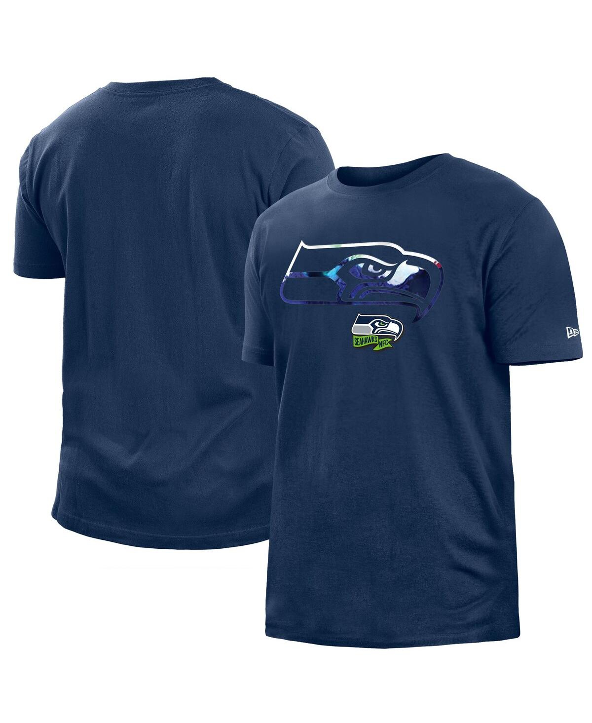 New Era College Navy Seattle Seahawks 2022 Sideline Ink Dye T-shirt In Navy