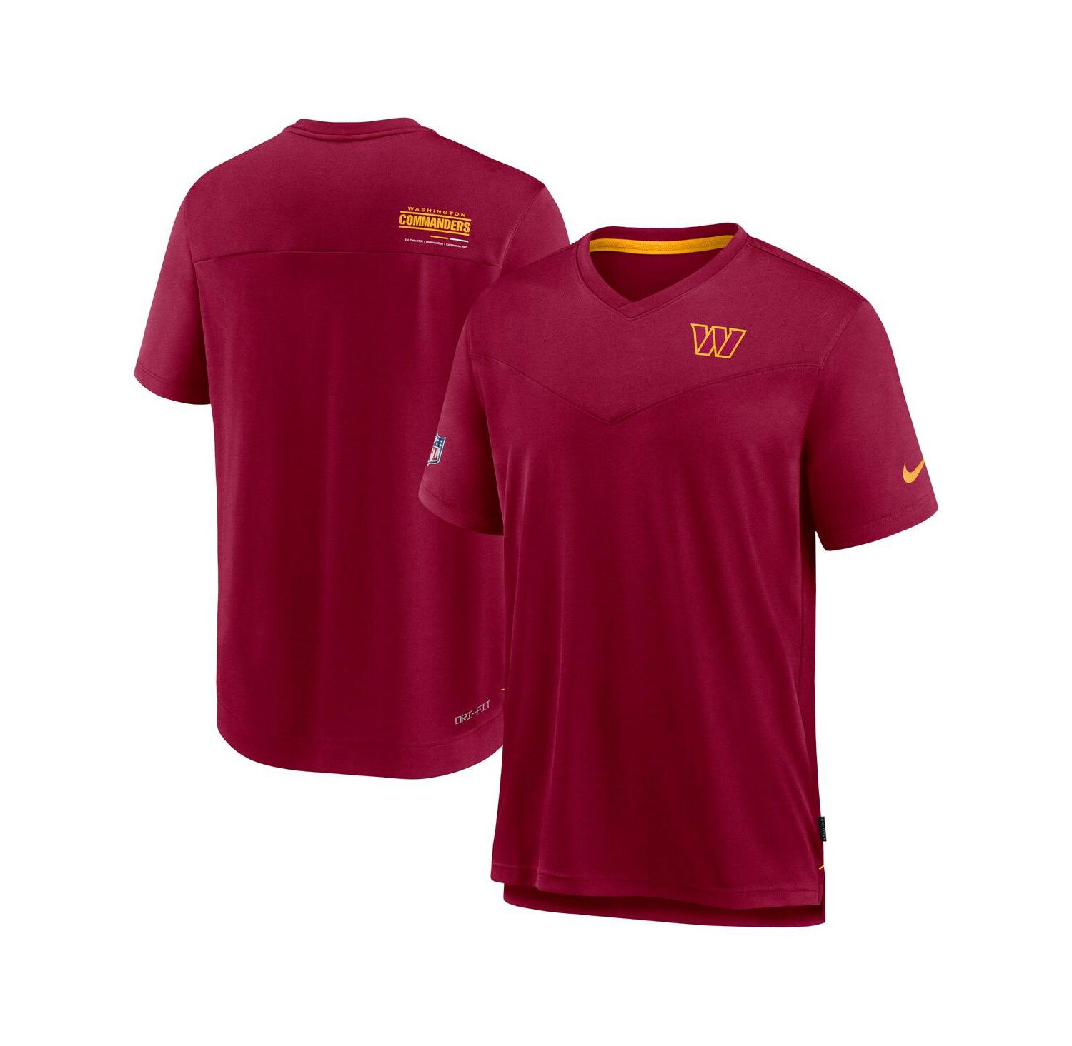 Men's Burgundy Washington Commanders Sideline Coach Chevron Lock Up Logo V-neck Performance T-shirt