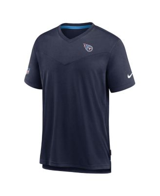 Men's Navy Tennessee Titans Sideline Coach Chevron Lock Up Logo V-neck Performance T-shirt