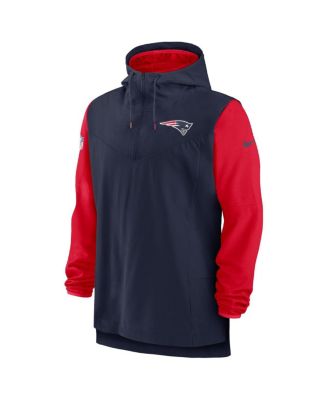 Men's Navy, Red New England Patriots Sideline Player Quarter-zip Hoodie