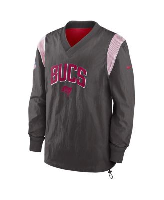 Men's Pewter Tampa Bay Buccaneers Sideline Athletic Stack V-neck Pullover Windshirt Jacket