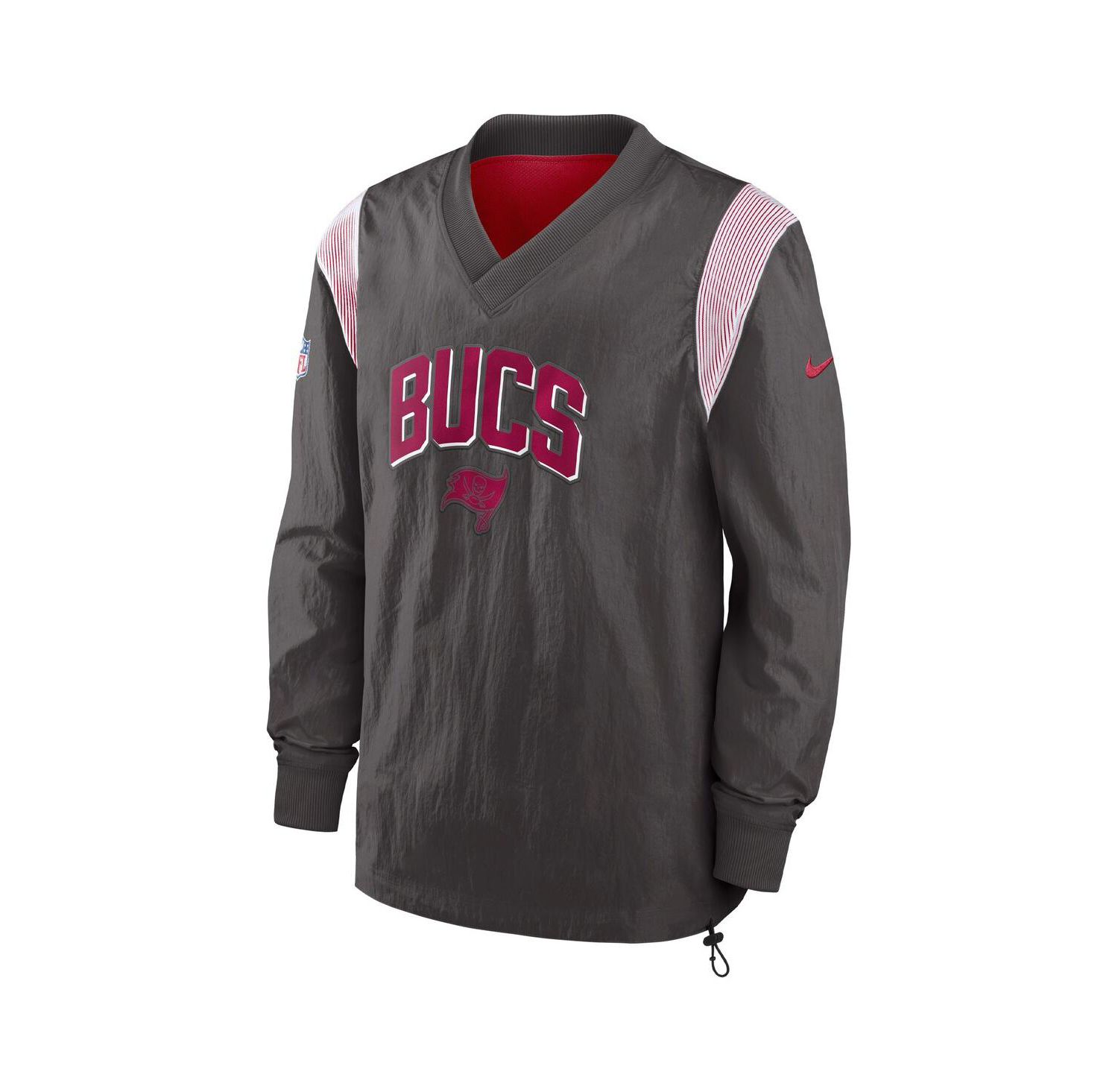 Men's Pewter Tampa Bay Buccaneers Sideline Athletic Stack V-neck Pullover Windshirt Jacket