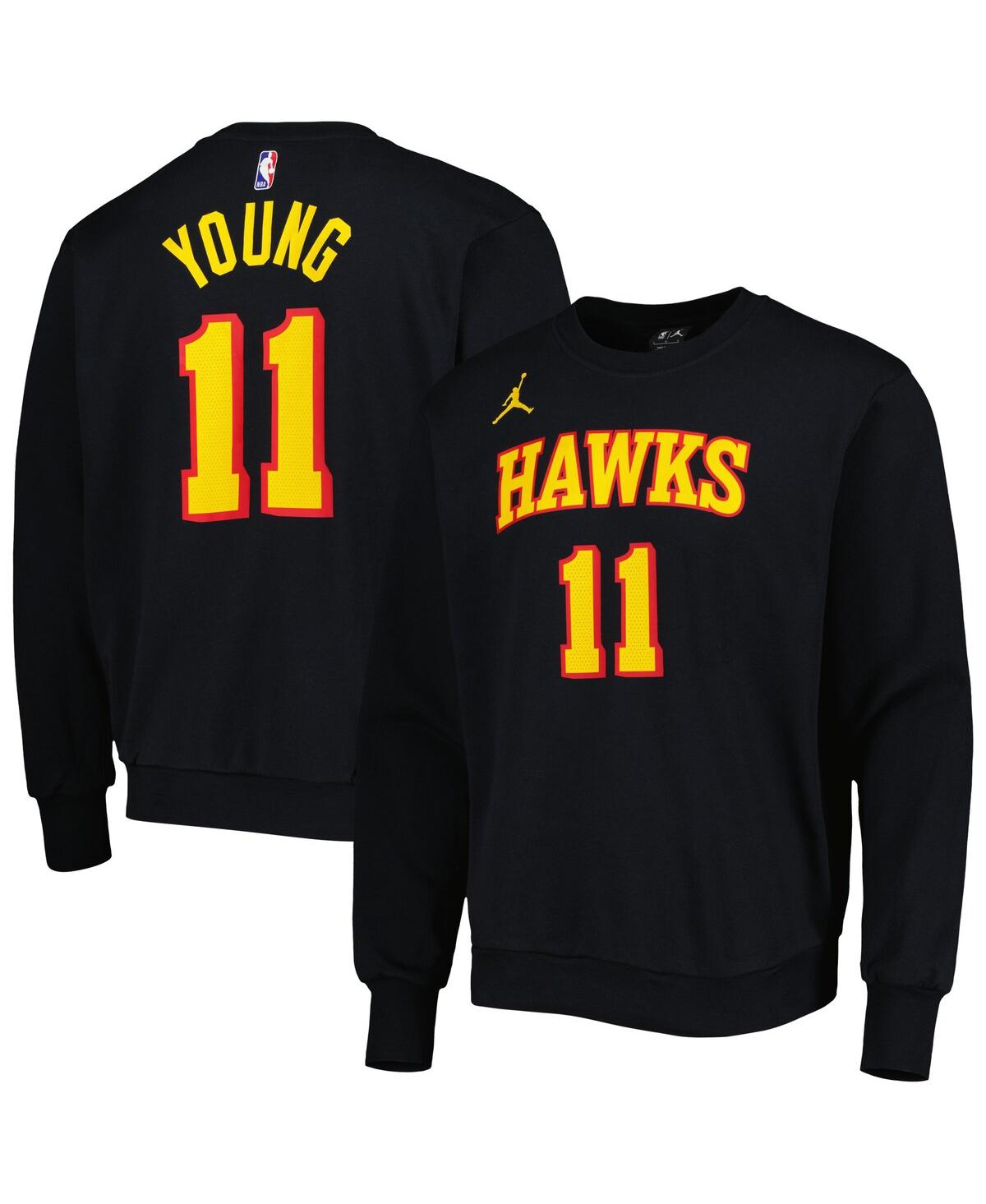 JORDAN MEN'S JORDAN TRAE YOUNG BLACK ATLANTA HAWKS STATEMENT NAME AND NUMBER PULLOVER SWEATSHIRT 