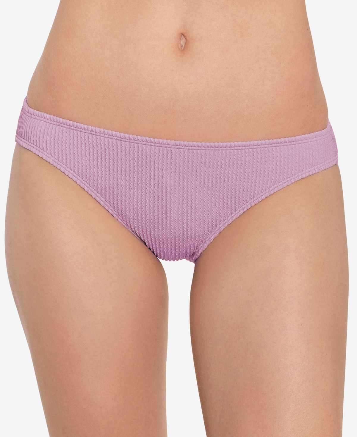 Salt + Cove Juniors' Textured Hipster Bikini Bottoms, Created For Macy's In Sandy Rib Dusty Violet